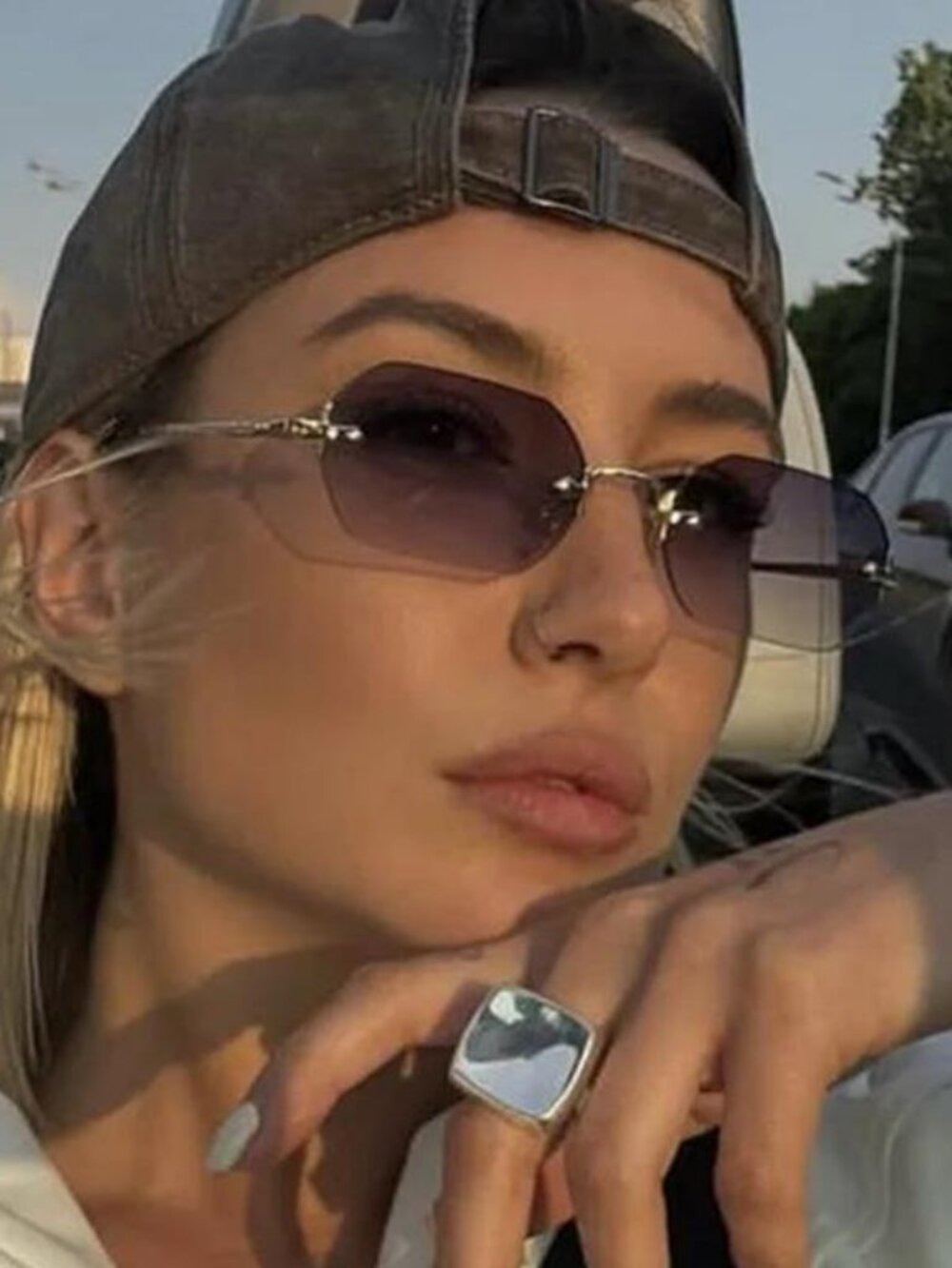 Vintage Rimless Polygon Sunglasses